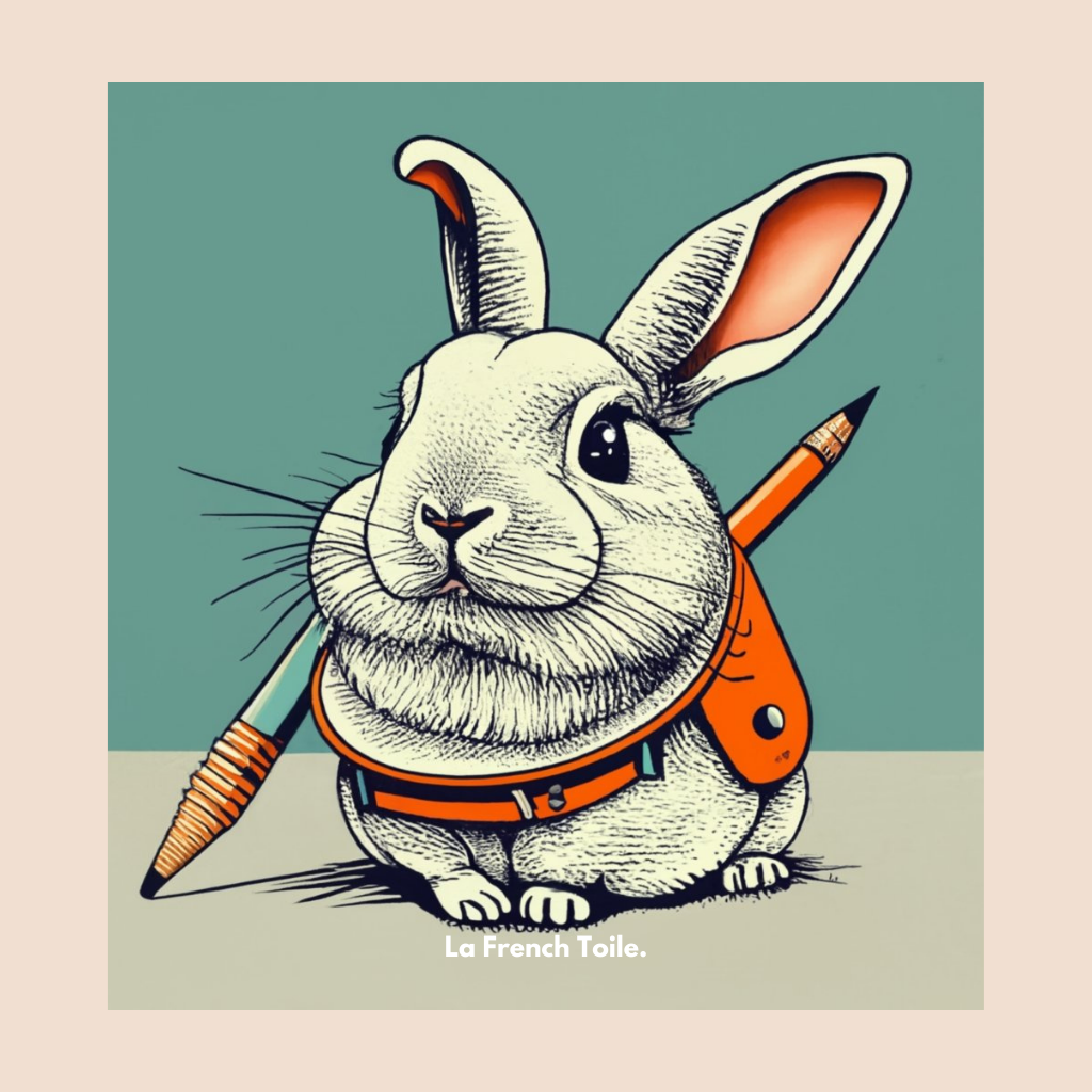 Lapin rusé, crayons en main, cherche l'aventure.